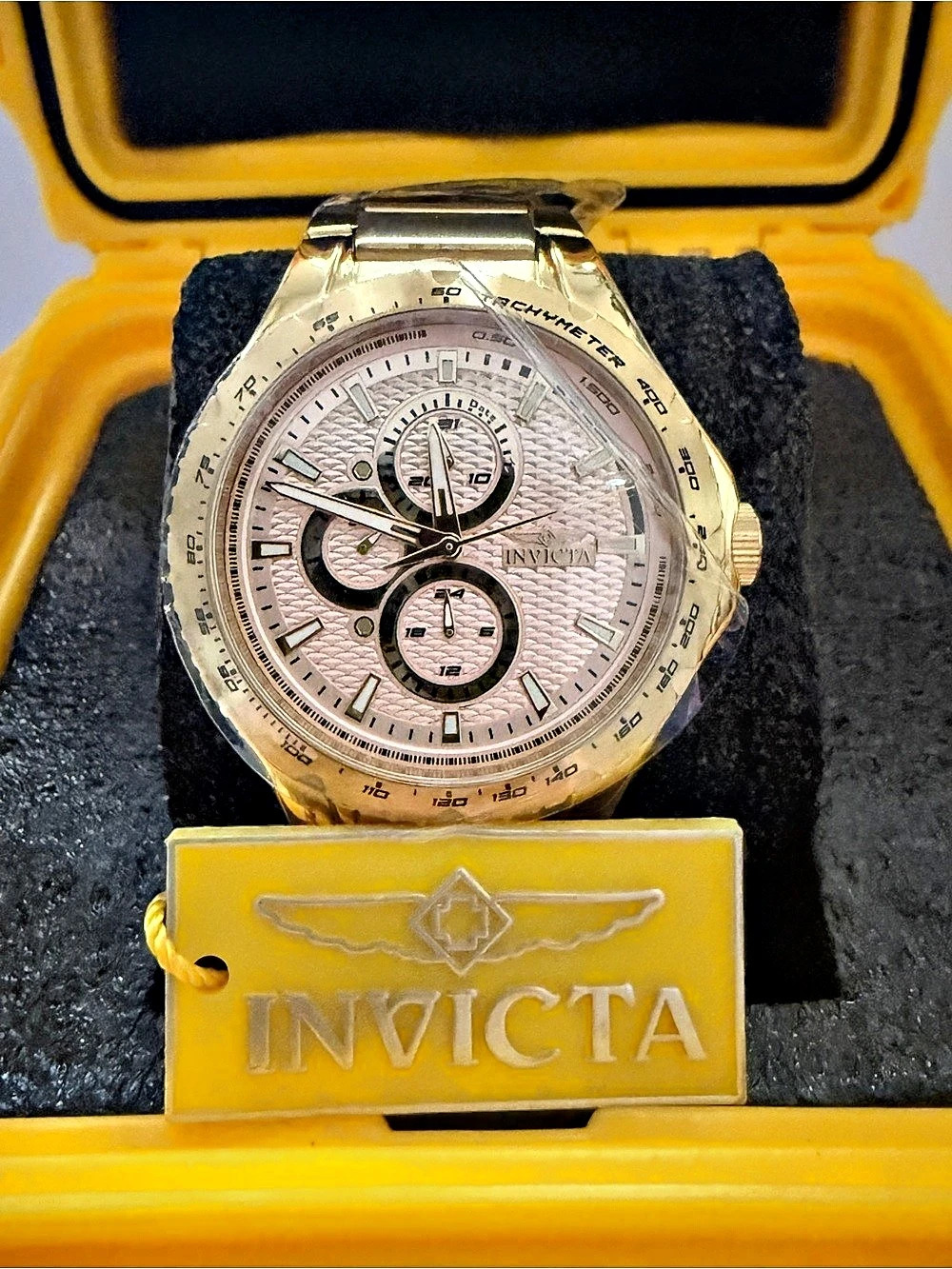 Invicta Aviator Plaitara Mens Gold Chronograph Watch 44mm 50105 NWT